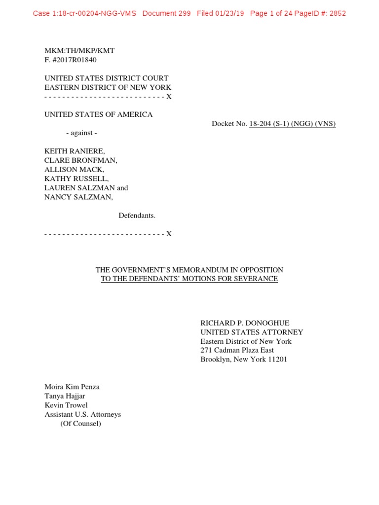 Prosecution Memo Against Separate Trials | PDF | Racketeer Influenced ...