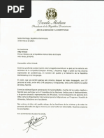 Carta de solidaridad del presidente Danilo Medina al primer ministro de la República Democrática de Etiopía, Abiy Ahmed, por víctimas de accidente aéreo