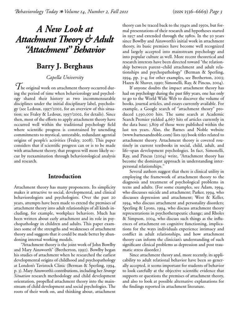 Rethinking Attachment Theory in Adults | PDF | Attachment Theory ...