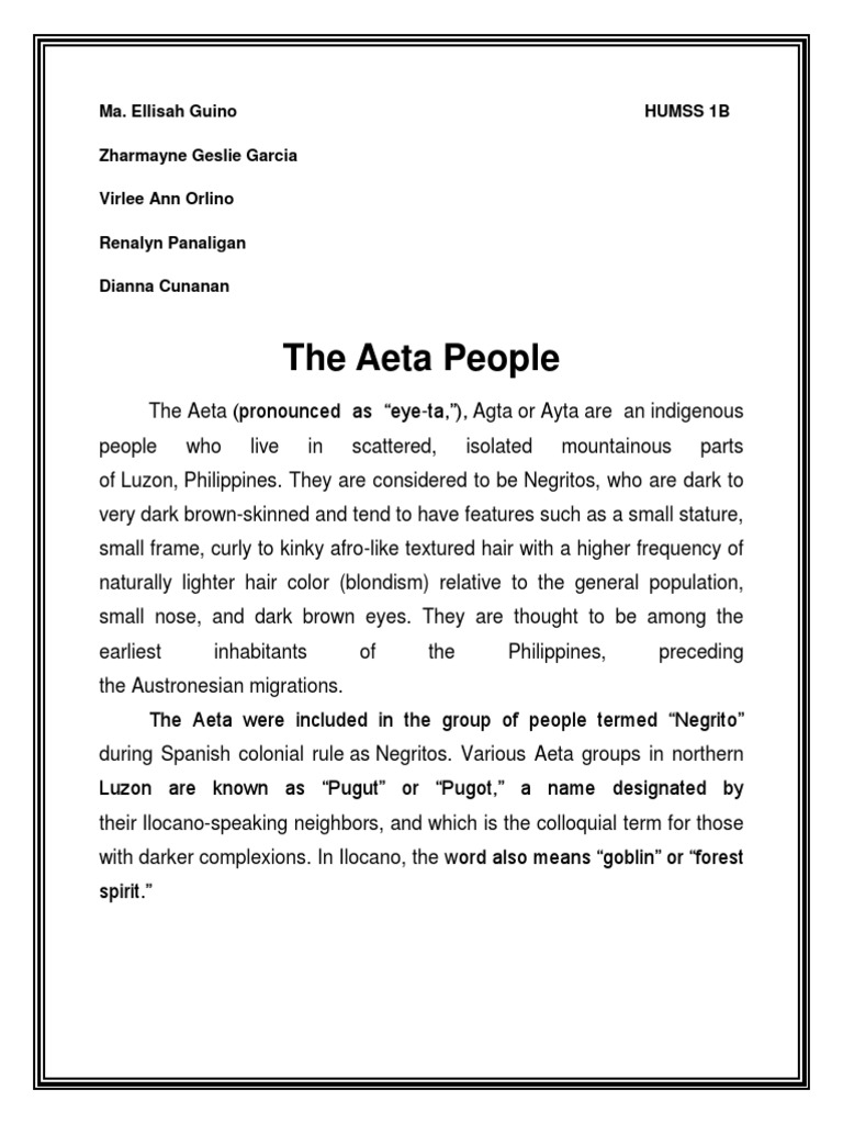 research paper about aetas
