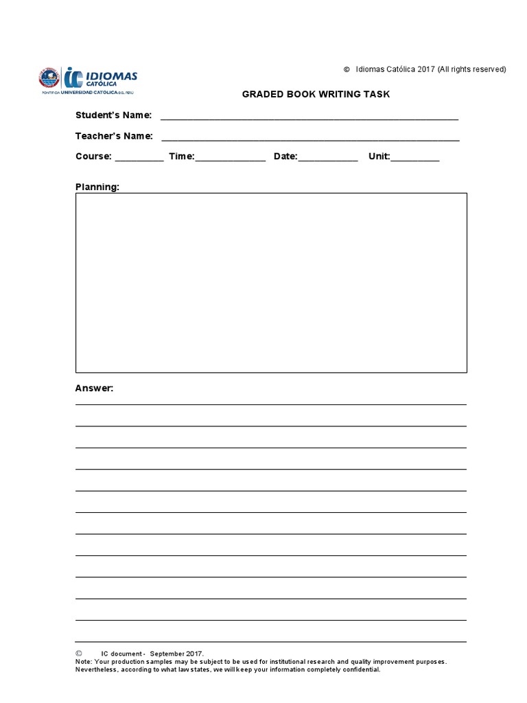 Graded Book Writing Task Template | PDF