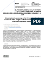 DETERMINACIÓN DEL PORCENTAJE DE NaHCOO3 Y CANTIDAD EN MOLES DE H2 Y O2 UTILIZANDO LOS MÉTODOS DE PÉRDIDA DE MASA Y RECOLECCIÓN DE GASES POR DESPLAZAMIENTO DE AGUA