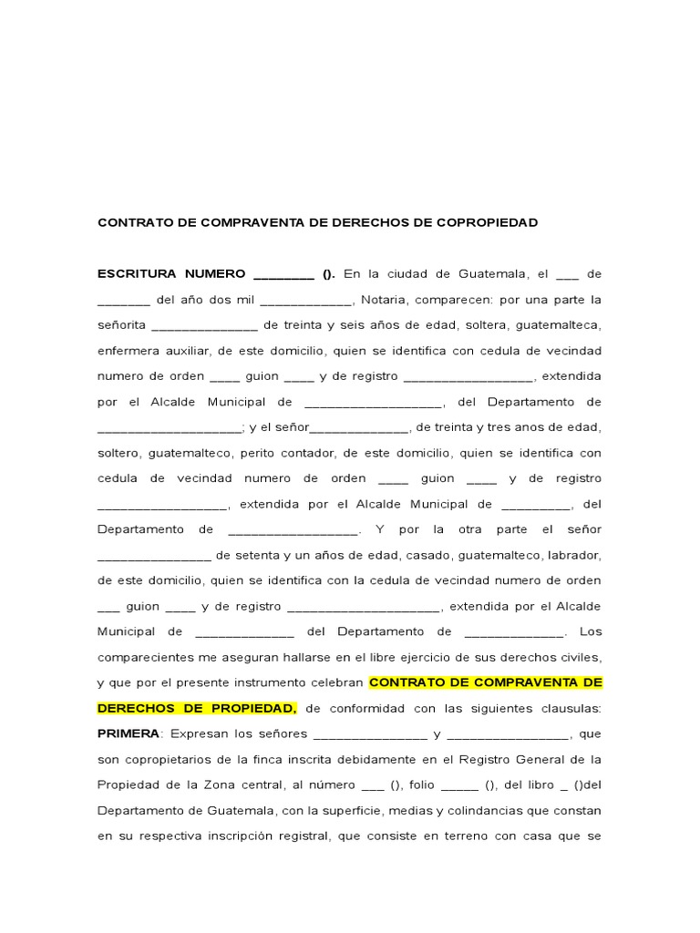 Contrato de Compraventa de Copropiedad | PDF | Condominio | Ley común