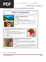 Mother's Day Appreciation Mother's Day Appreciation: UPSR SK Paper 1 - Question 23