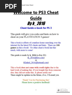 PS3 Cheat, PDF, Cheating In Video Games