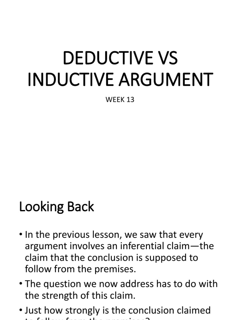 Logic: Deductive vs. Inductive | PDF | Argument | Deductive Reasoning