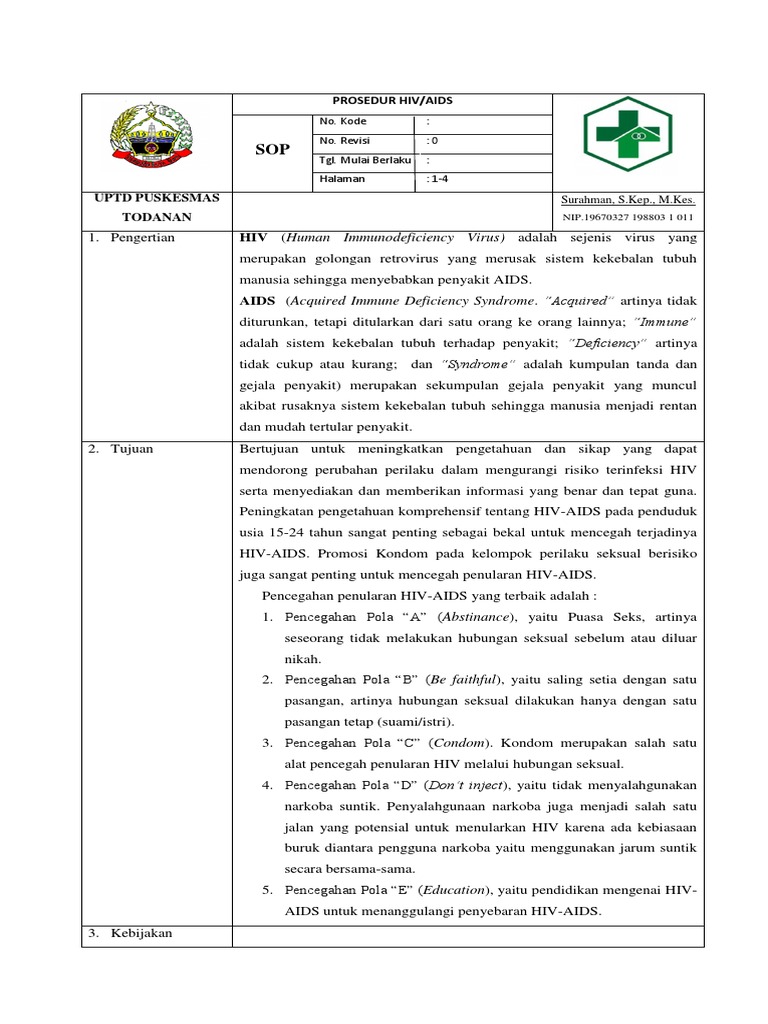 Sop Hiv | PDF