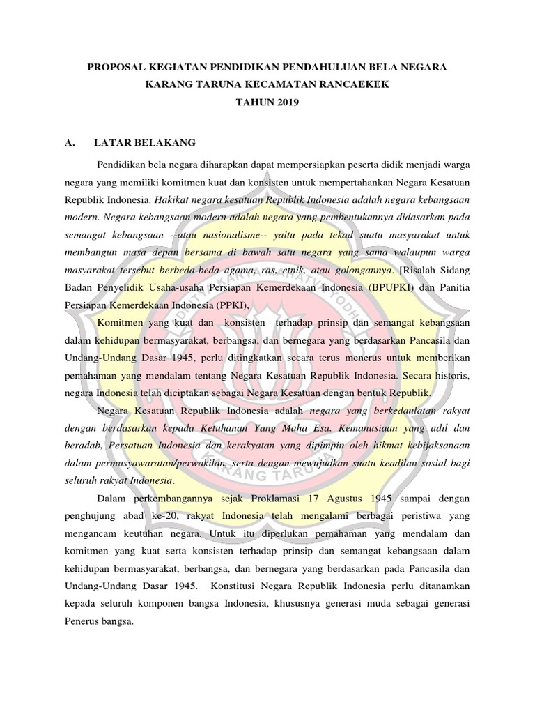 Proposal Kegiata Pendahuluan Bela Negara Docx