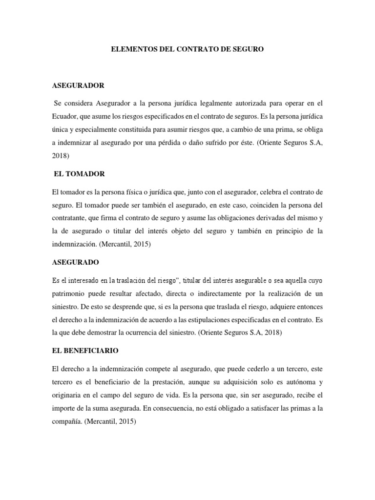 Elementos Del Contrato de Seguro | PDF | Póliza de seguros | Seguro