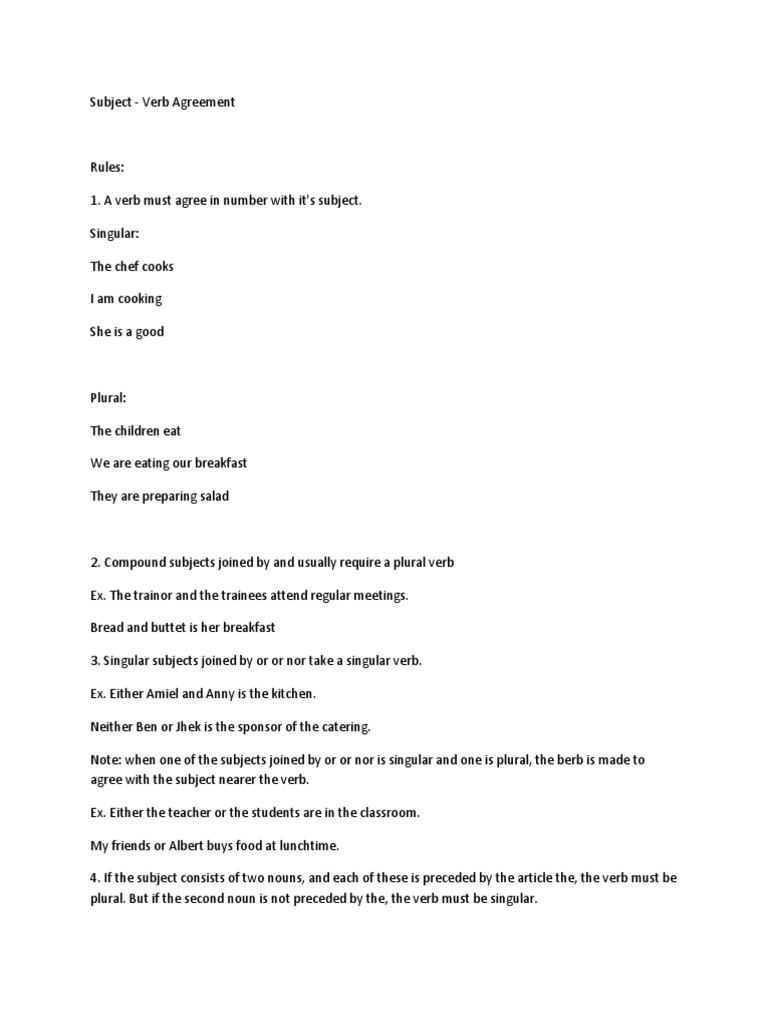 Subject - Verb Agreement | PDF | Grammatical Number | Plural