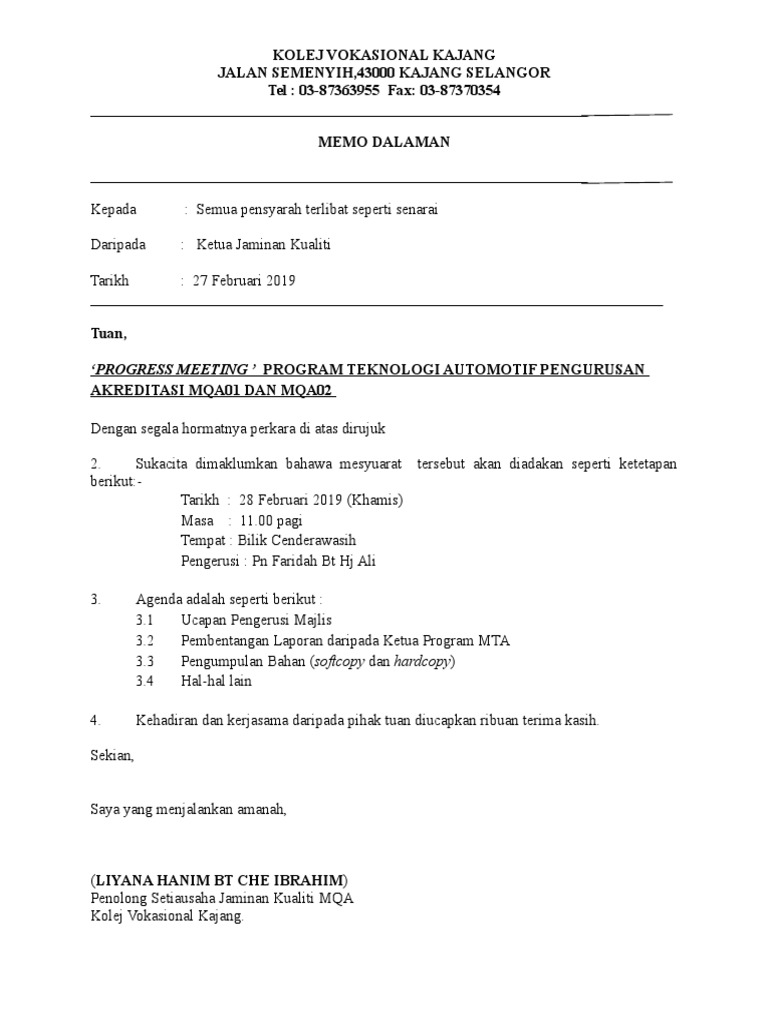 Memo Dalaman Mesyuarat PDF