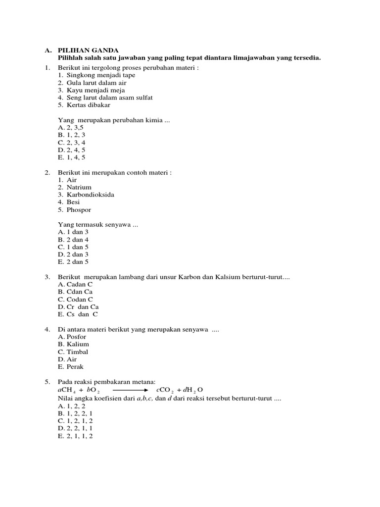 Soal Kimia Latihan Usbn 2019 Smk Sma