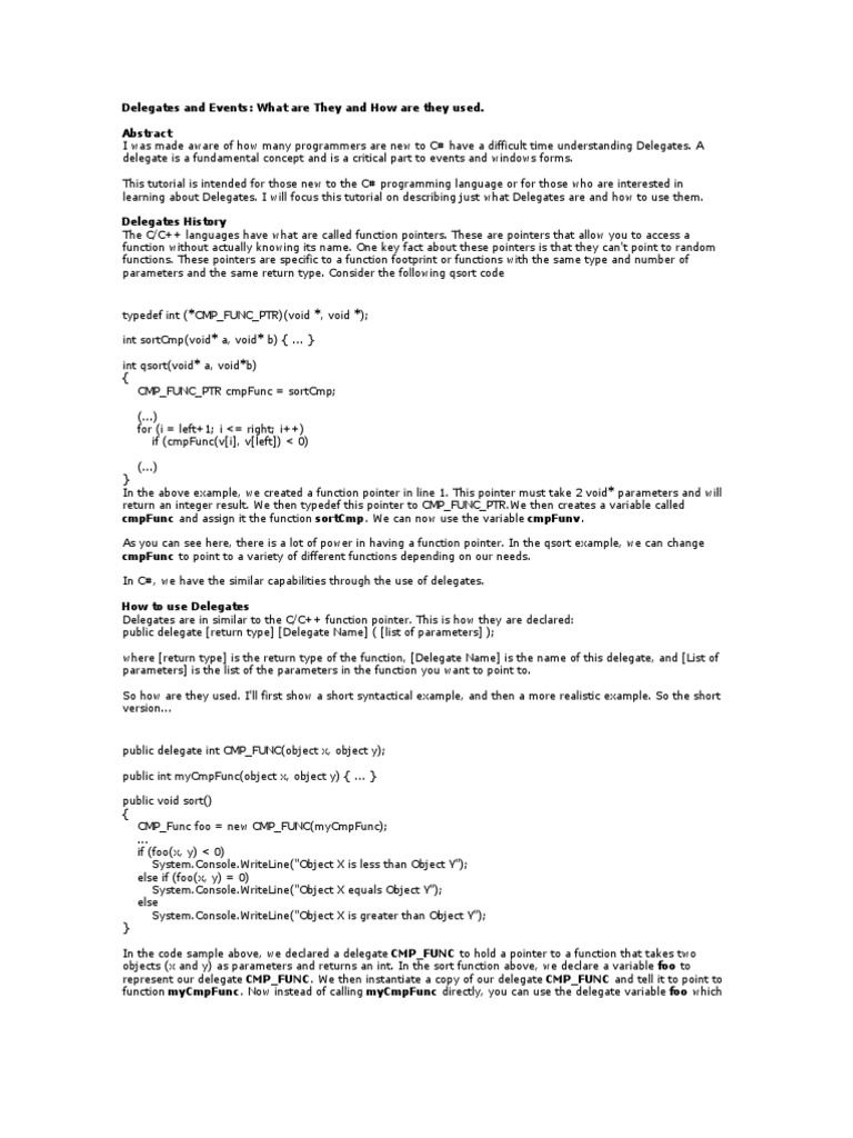 Understanding C# Delegates and Events | PDF | Pointer (Computer ...