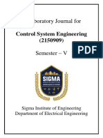 A Laboratory Journal For: Control System Engineering (2150909)
