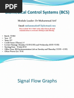 Biomedical Control Systems (BCS) : Module Leader: DR Muhammad Arif