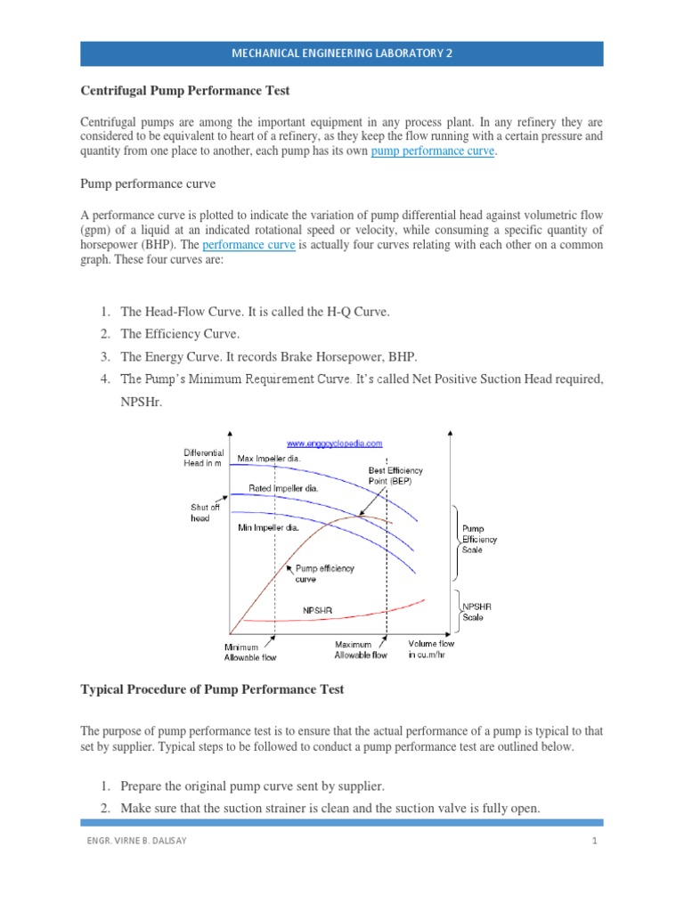 Centrifugal Pump Performance Test PDF Pump Liquids