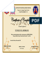 Certificate of Completion: Yunilyn D. Romano