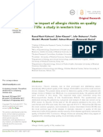 The Impact of Allergic Rhinitis On Quality of Life: A Study in Western Iran