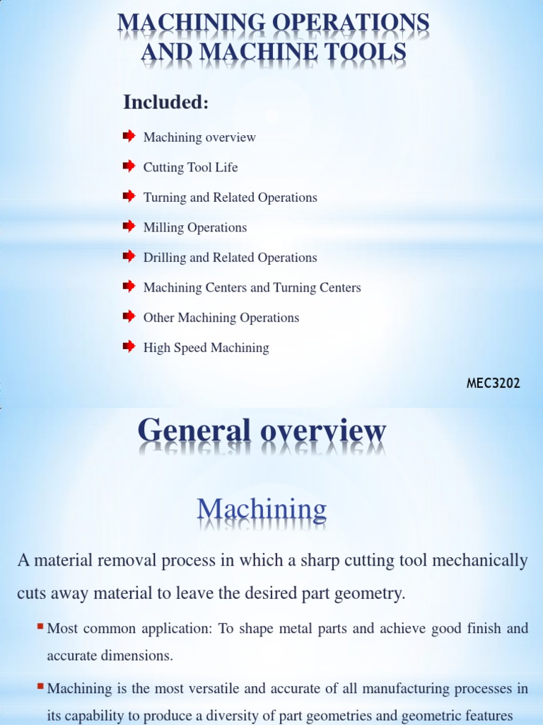 2 Machining Operations and Machine Tools | PDF | Machining | Wear