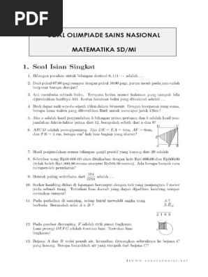 Soal Olimpiade Sains Nasional Matematika Sd Mi 2 Pdf