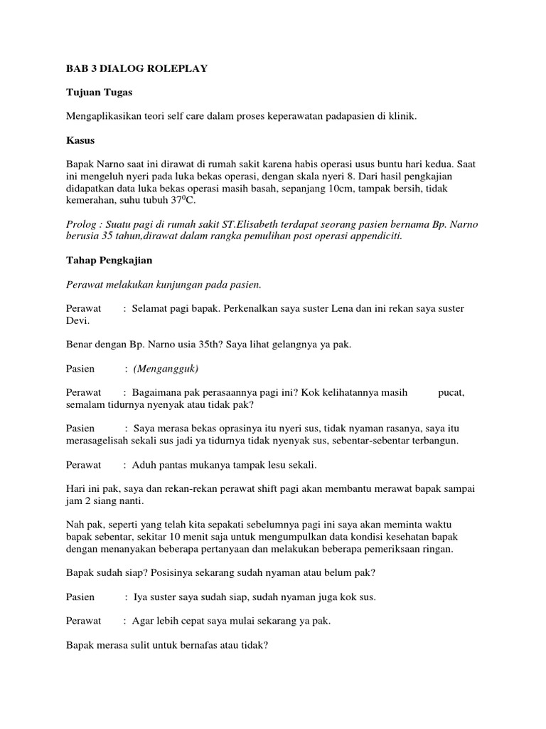 Contoh Dialog Roleplay Keperawatan | PDF