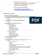 Exemple Modele Questionnaire Etude de Marche Restaurant