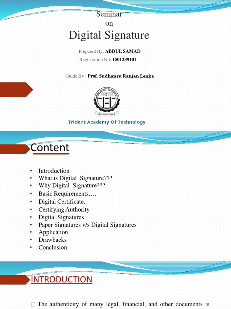 Introduction to Digital Signatures | PDF | Public Key Cryptography ...