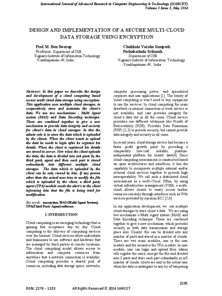 Design and Implementation of A Secure Multi-Cloud Data Storage Using ...