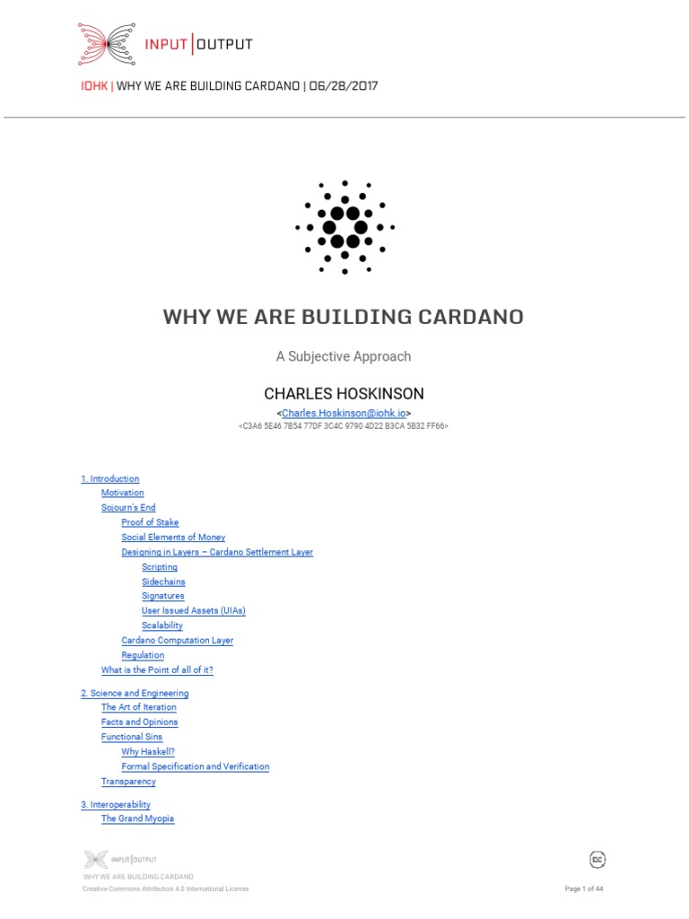 Why We Are Building Cardano: Charles Hoskinson | PDF | Cryptocurrency |  Scalability