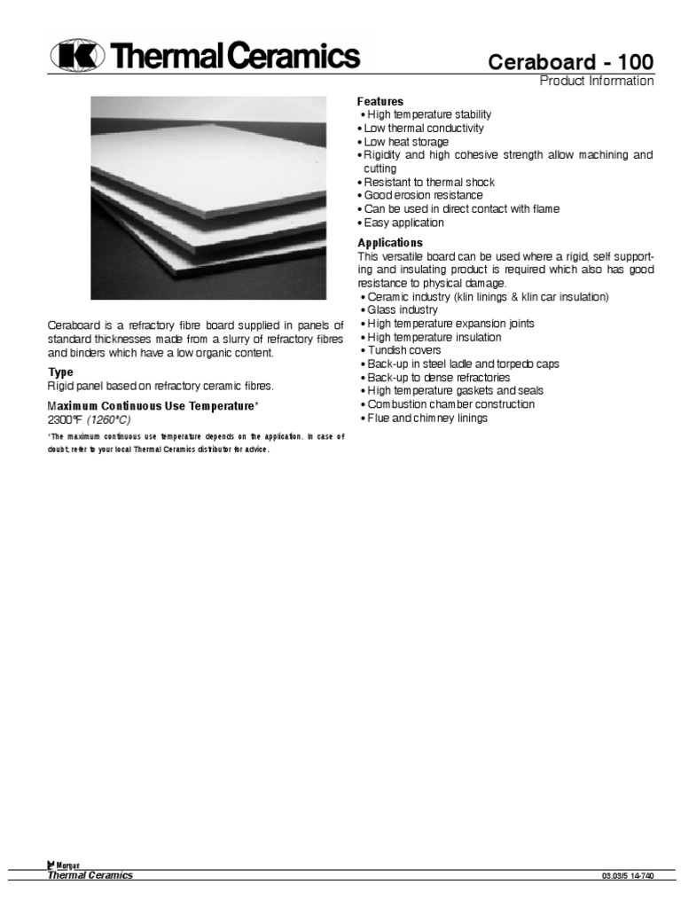 2” X 24” X 36” KAOWOOL M CERAMIC FIBER BOARD MORGAN (18) - Ceramic Fiber  Board