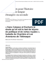 « Sans Calypso Et Eucharis Je Doute Qu’on Eût Lu Tant de Leçons de Politique Et de Vertus Royales ». Isabelle de Charrière Et Les Aventures de Télémaque