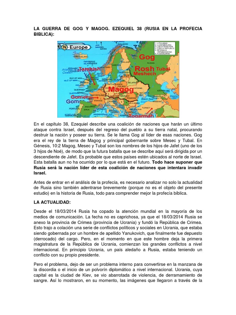 La Guerra De Gog Y Magog Ezequiel 38 Rusia En La Profecia Biblica Docx Nicholas Ii De Rusia Rusia