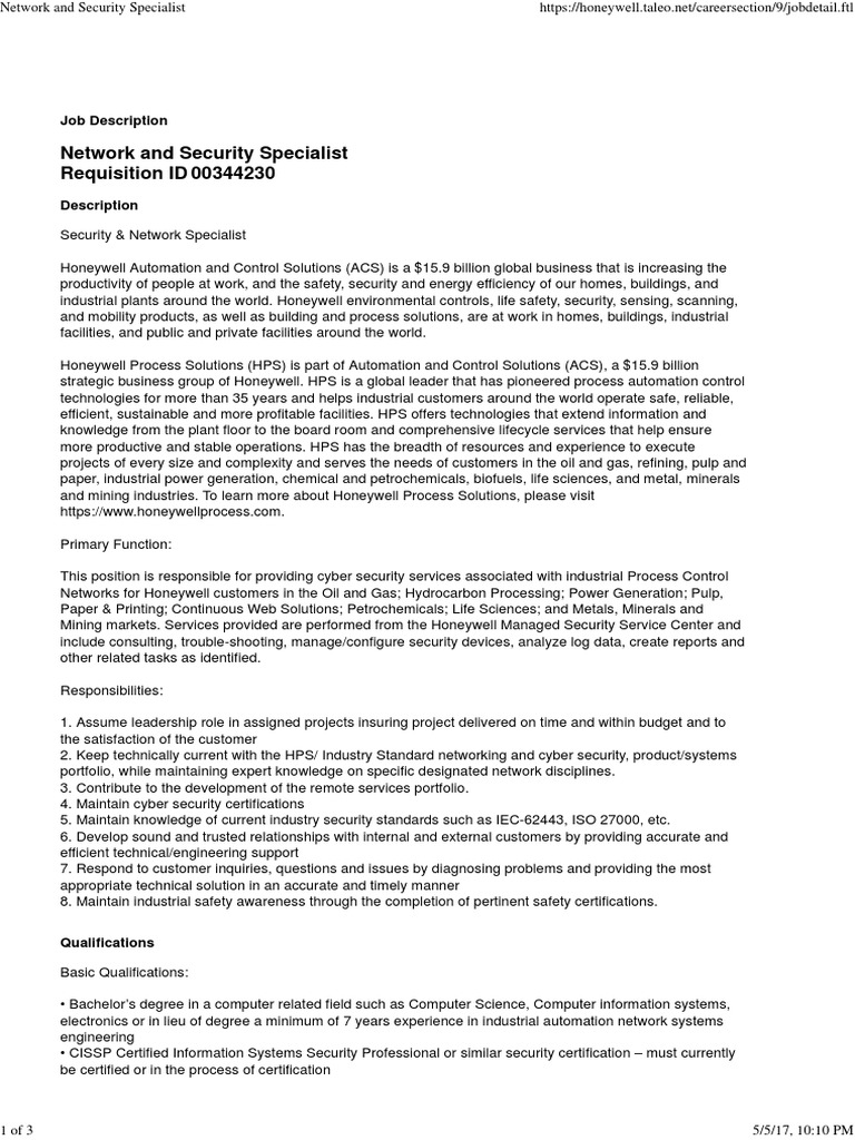 Resume Network and Security | PDF | Honeywell | Computer Security