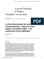 Le Fonctionnement Du Mot « Francophonie » Dans La Revue Esprit, Novembre 1962 _ à La Recherche d’Une Définition