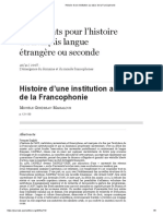 Histoire d’Une Institution Au Cœur de La Francophonie