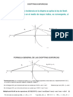 Dioptrías esféricas: fórmula general y aumento lateral