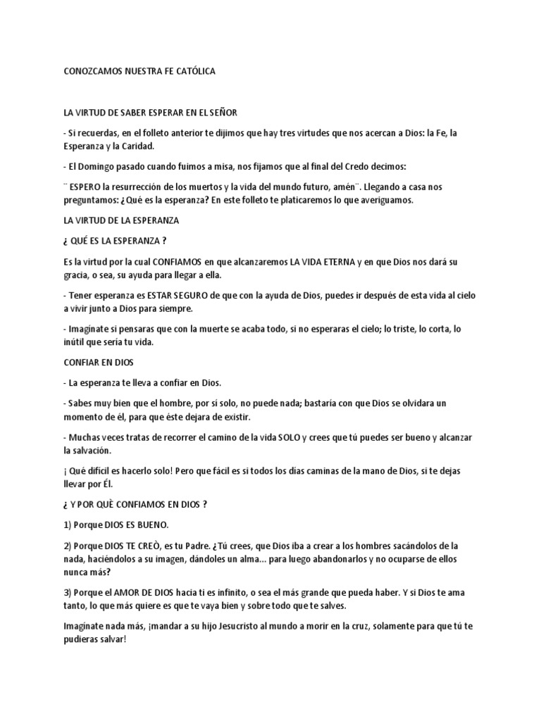 Conozcamos Nuestra Fe Católica PDF Salvación Dios