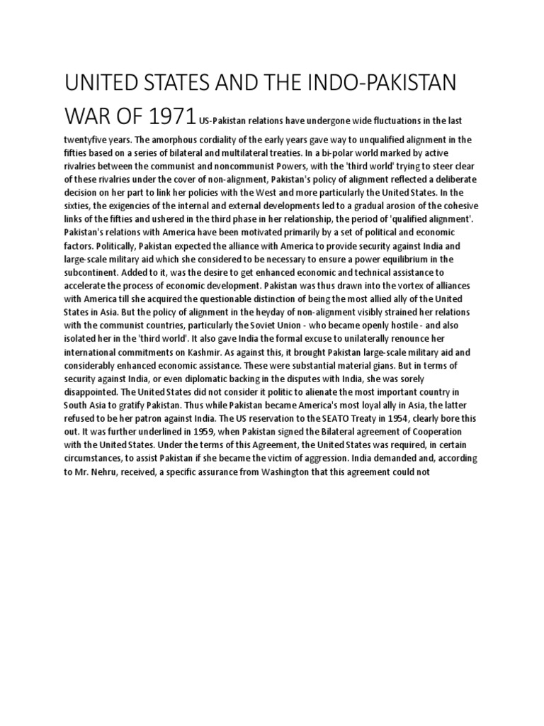 United States and The Indo | PDF | India–Pakistan Relations | Pakistan