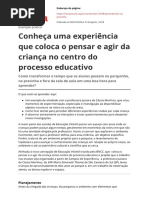 Conheca Uma Experiencia Que Coloca o Pensar e Agir Da Crianca No Centro Do Processo Educativopdf