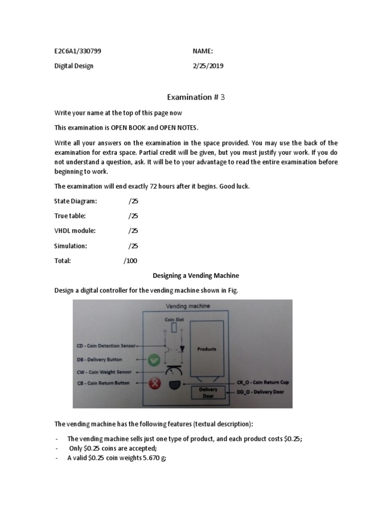 Vending Machine Controller Design Overview | PDF