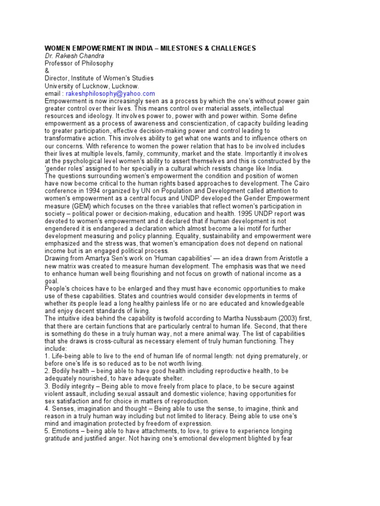 Women Empowerment in India | PDF | Empowerment | Employment