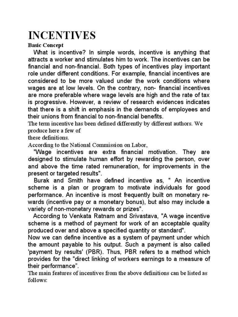 Understanding Incentives: Types and Benefits | PDF | Incentive | Employment