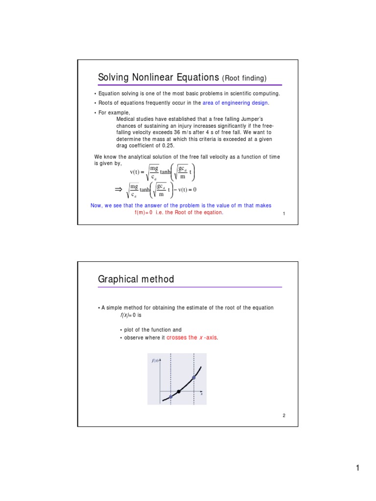 Nonlinear Equation Solving Techniques | PDF | Equations | Mathematical ...