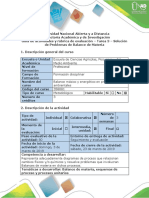 Guía de Actividades y Rúbrica de Evaluación - Tarea 3 - Solución de Problemas de Balance de Materia