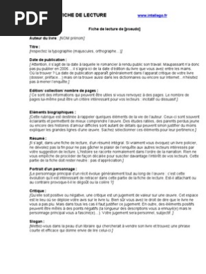 Modele De Fiche De Lecture Pdf Livres Edition