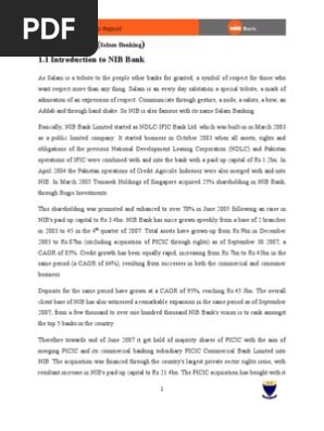 Internship Report Nib Bank Cheque Debits And Credits