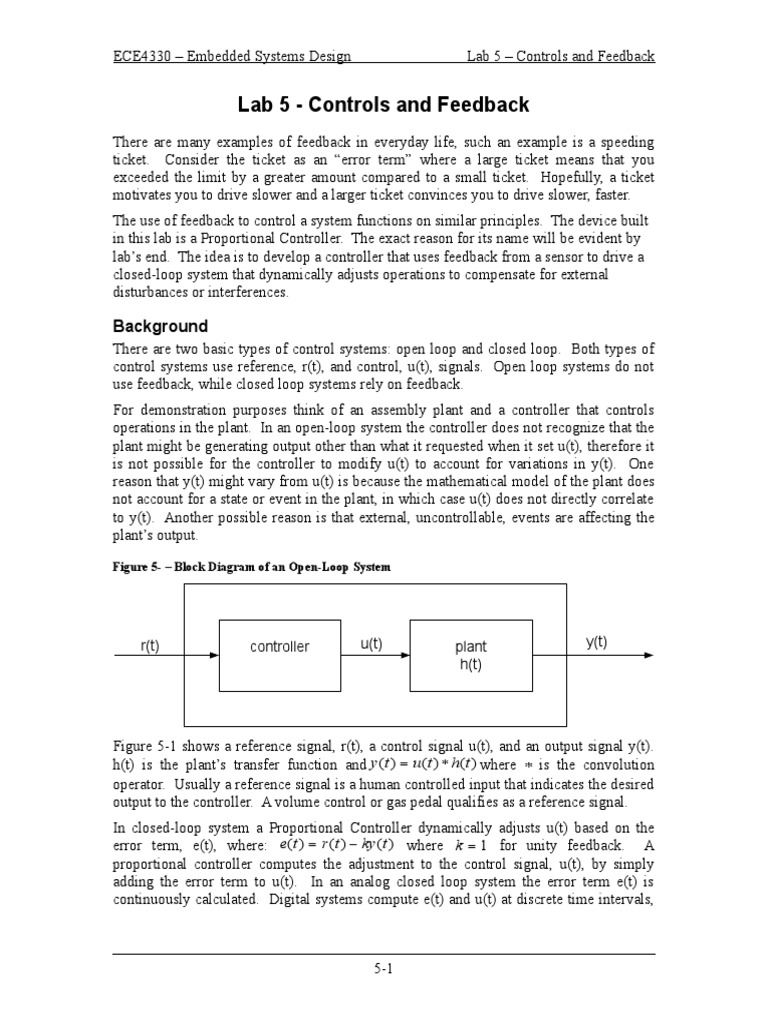 Lab 5 - Controls and Feedback: Background | Download Free PDF | Control ...