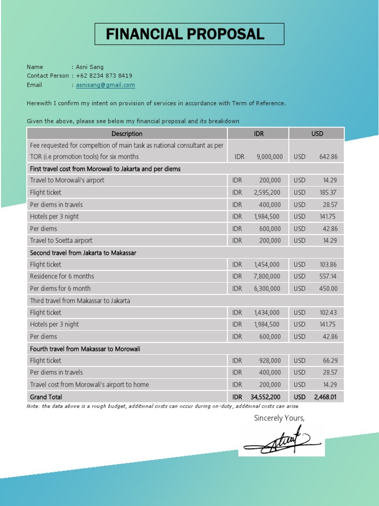 Financial Proposal: Sincerely Yours | PDF | Business