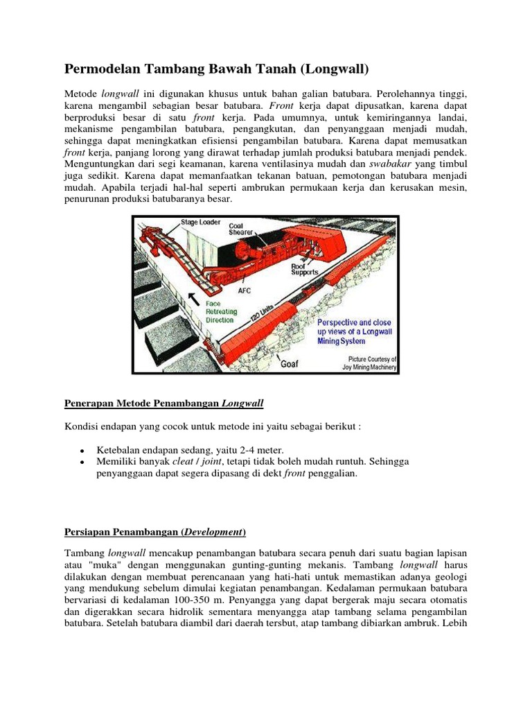 Metode Penambangan Longwall Bawah Tanah | PDF