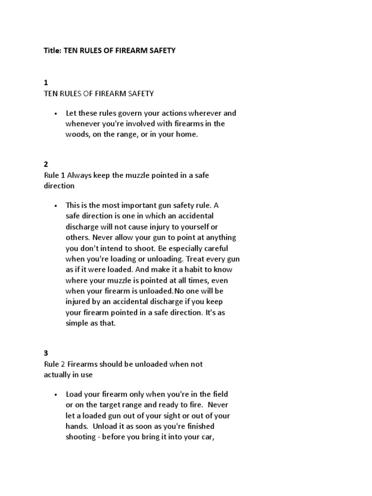 Ten Rules of Firearm Safety | PDF | Caliber | Firearms